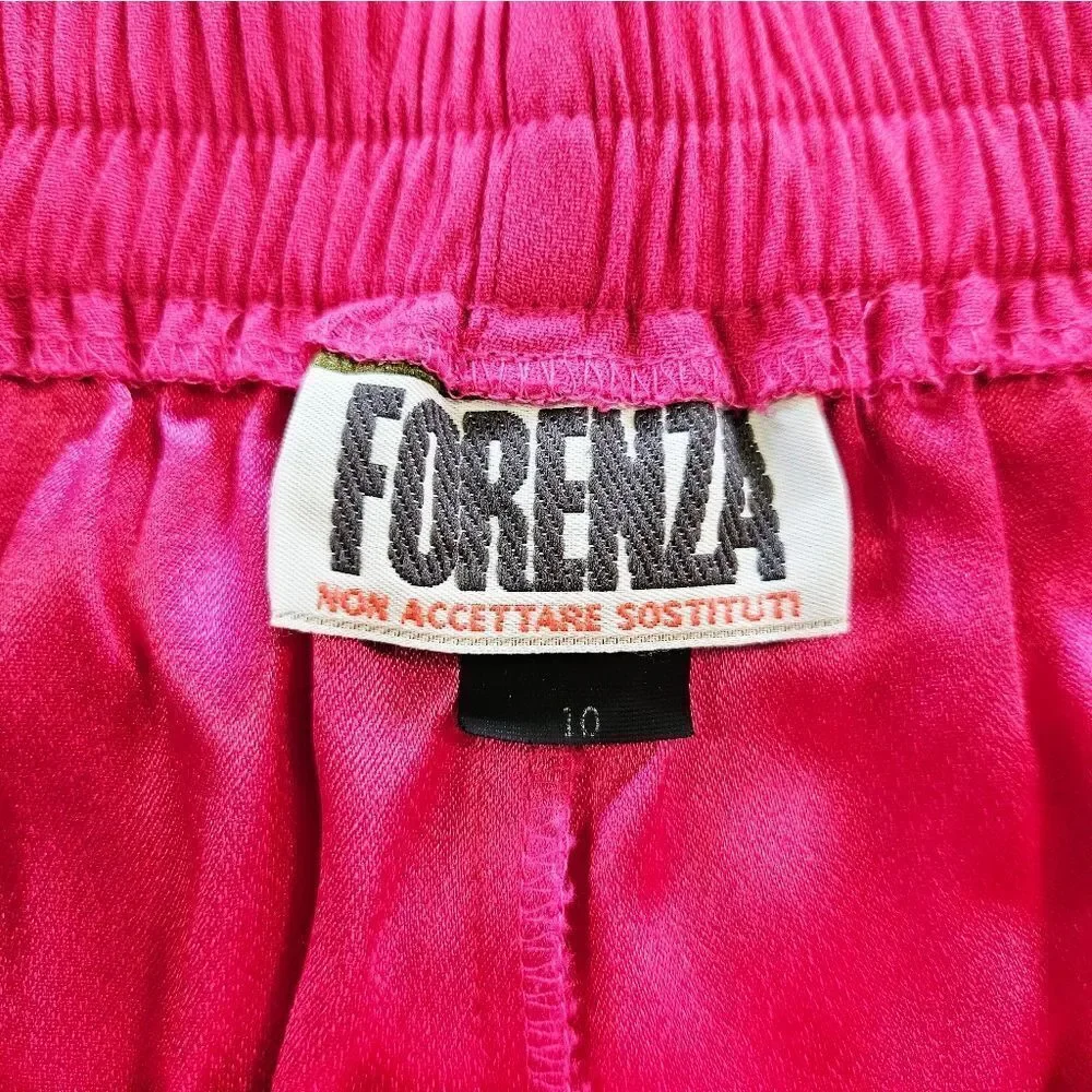 Vintage Forenza 80s Retro Fuchsia Satin Oversized Duster Yoked Waist Pant Set 10